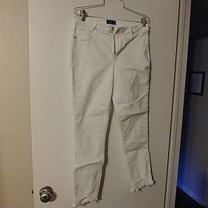 White High Rise Ankle Skinny Jeans
